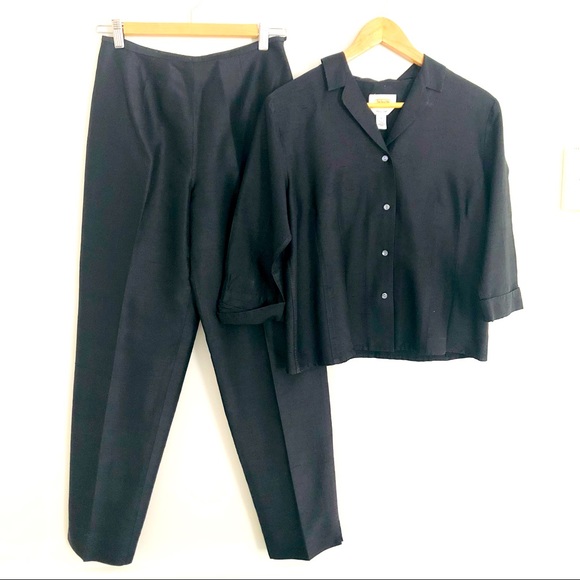 Vintage Pants - Vintage 90s Talbots Pure Brushed Silk 2 Piece Top 6 & Very High Waisted Pants 4